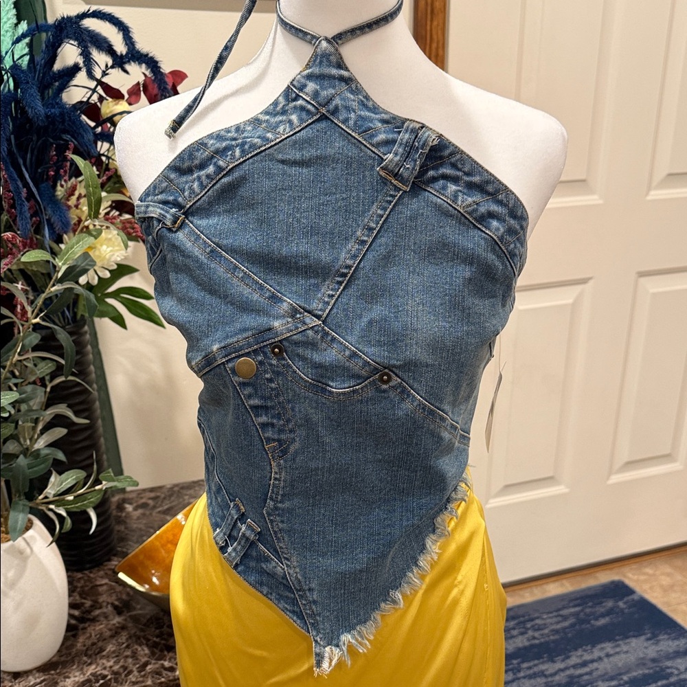 Denim Halter Top - Picture 2 of 9
